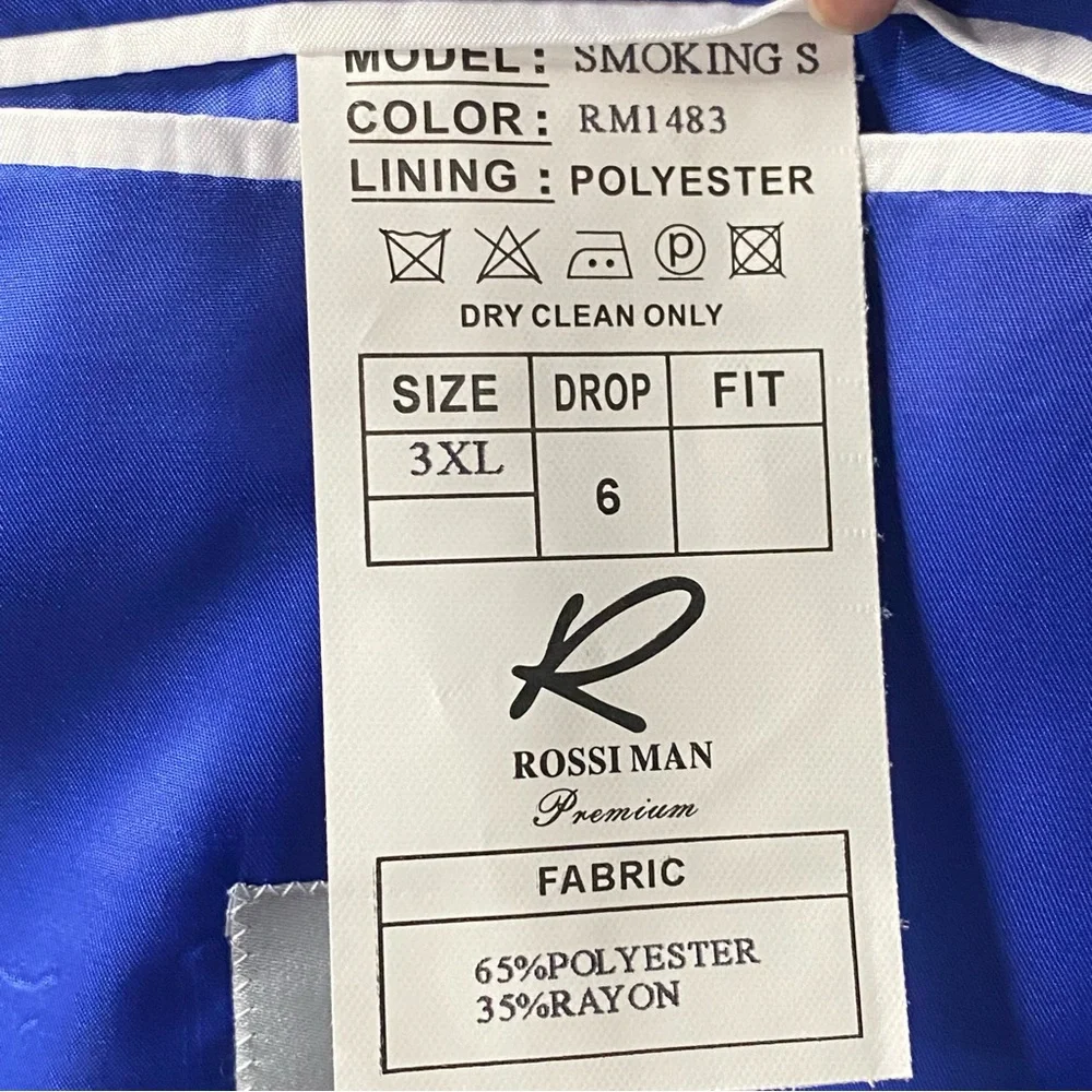 Rossi Man Tuxedo Suit Men 3XL Blue Black RM1483 Slim Fit 3 pcs Wedding Prom NEW